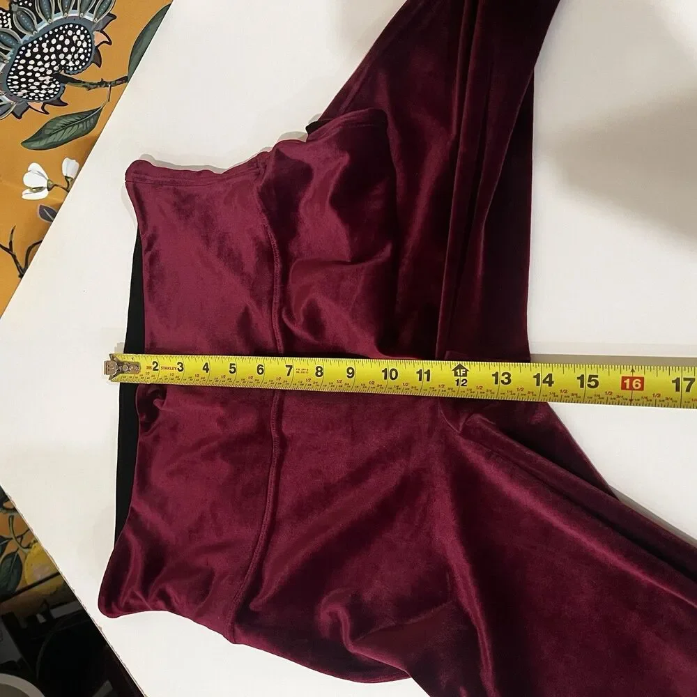 Spanx Womens Leggings Velvet High Waist Ankle Rich Burgundy Red Size Xl Holidays - Picture 10 of 11